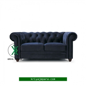 Sofa 2 seater chester kain warna navy